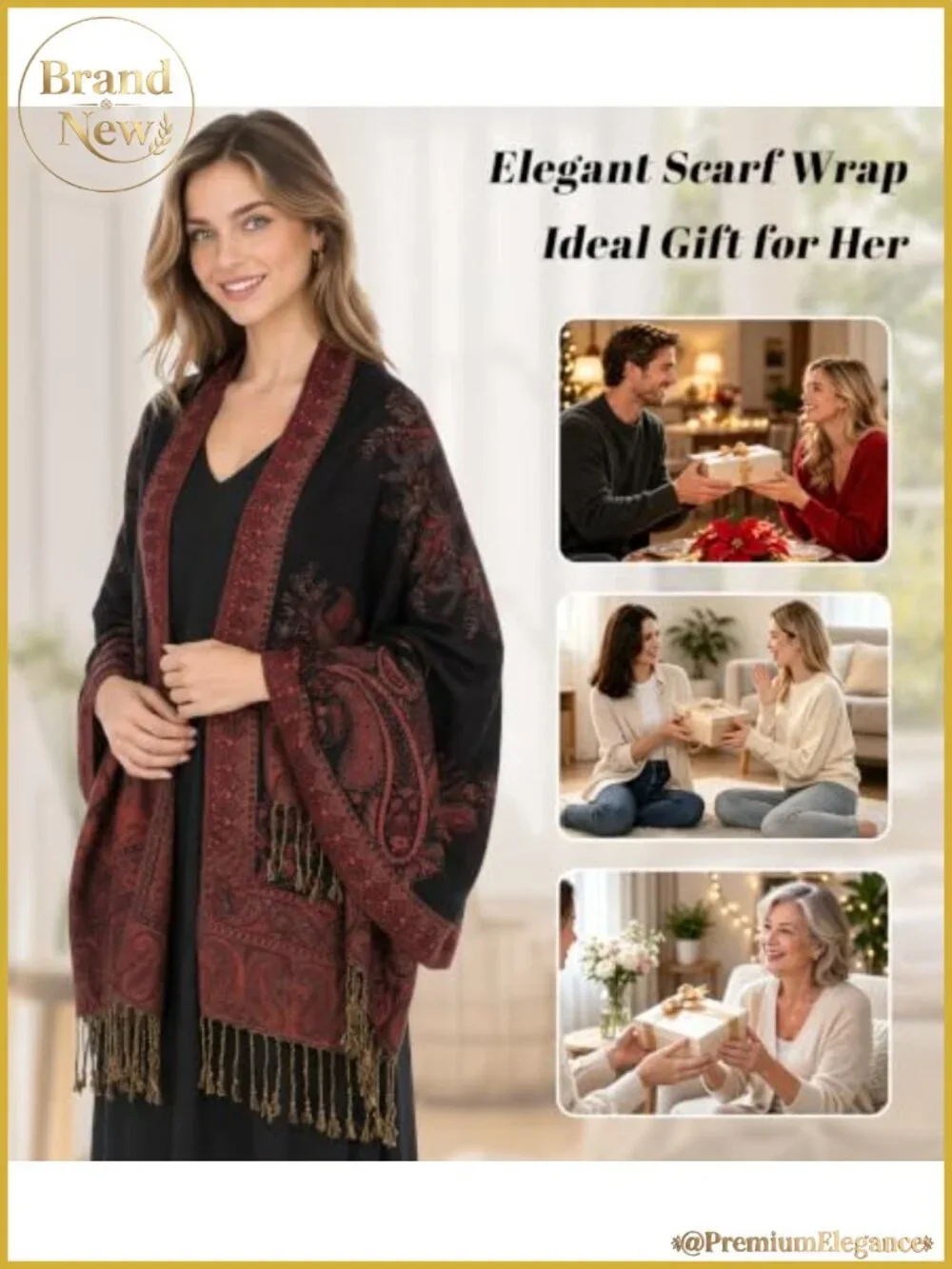 Womens Paisley Pashmina Shawl Wrap Evening Scarf Tassel Acrylic